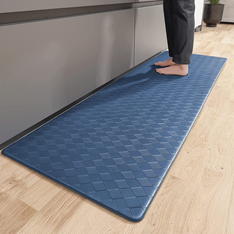 Devarian Water Resistant Anti-Fatigue Kitchen Mat, Blue, Runner 1'4" x 3'9"