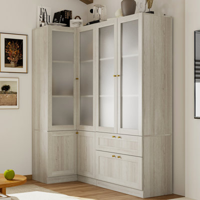 Living Room Set With 2 Display Cabinets