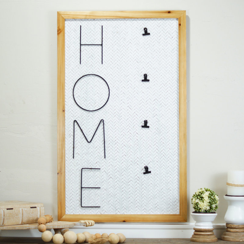 Pancarte en bois blanche avec pinces 31,5 po