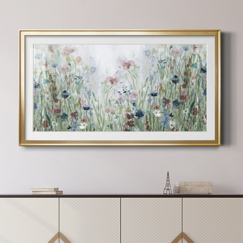 " Wildflower Fields " Painting Print, 10.5" H x 18.5" W, Gold