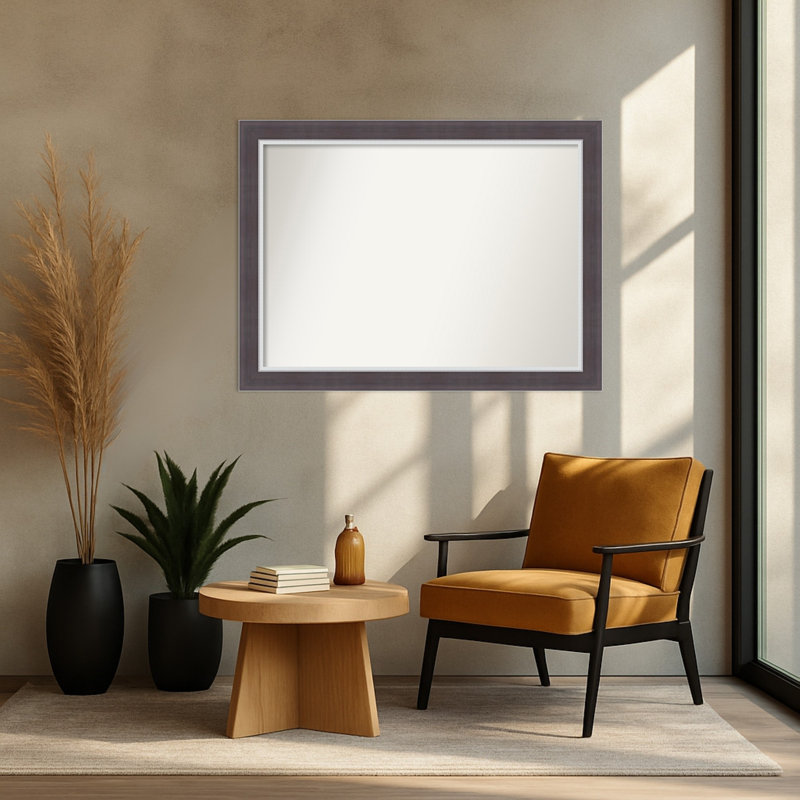 Ellie Non-Beveled Framed Wall Mirror, Brown Silver, 32.5" x 43.5"