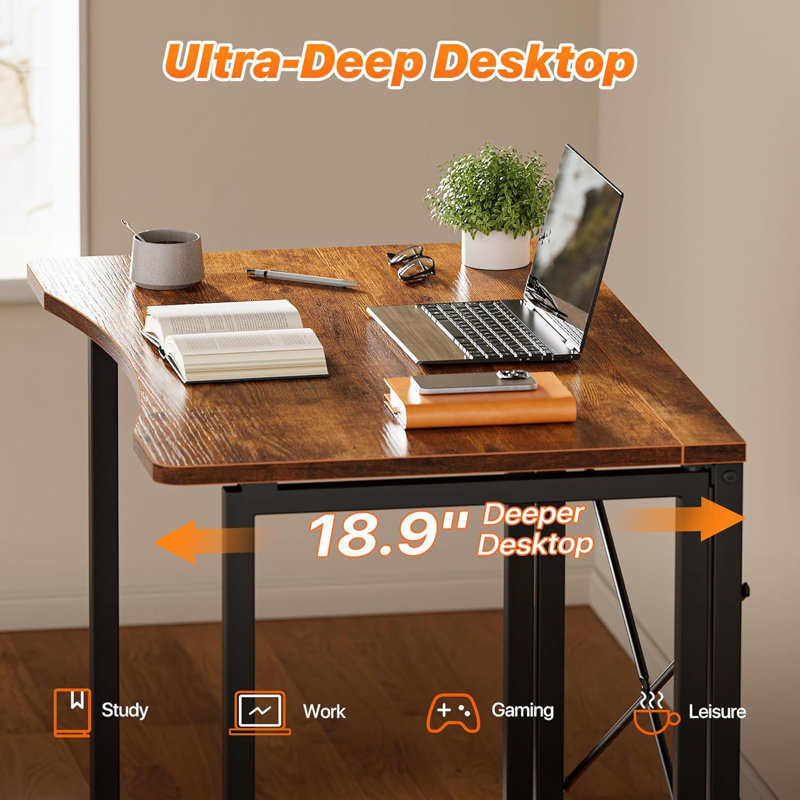 Huuger Folding Desk For Small Spaces, 31.5 Inch Foldable Computer Table, For Home Office, Study, Bedroom, Dorm, Space Saving, Small Writing Work Office Computer Desk,