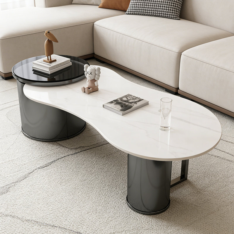 Table basse Modern Slate Home, Blanc / noir / gris clair, H 17,71 po x L 55,11 po x l 27,55 po