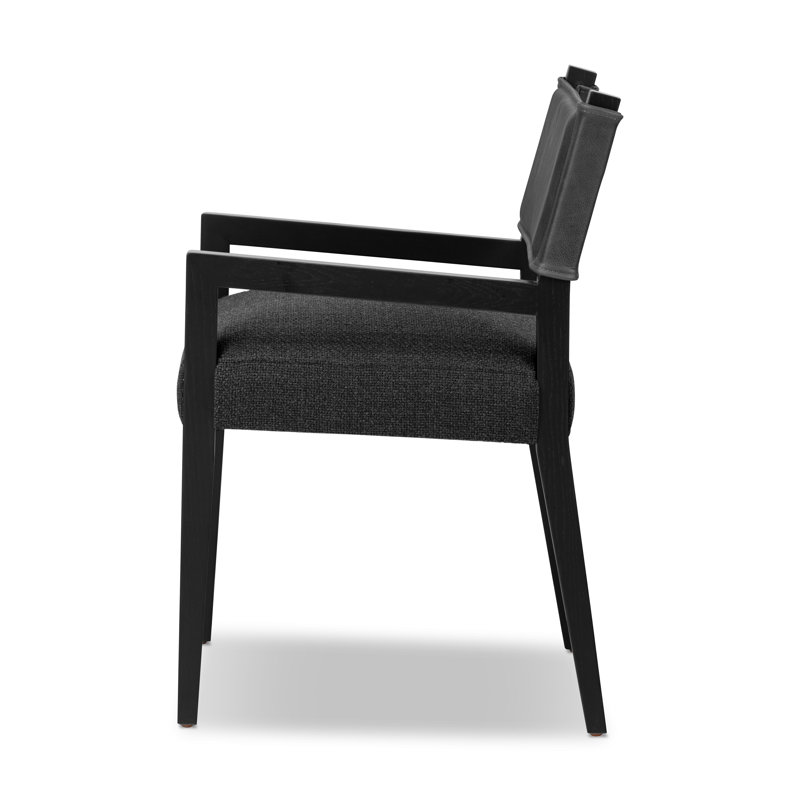Ferris Dining Armchair, Black Polyester/Polyester Blend, Black Ash