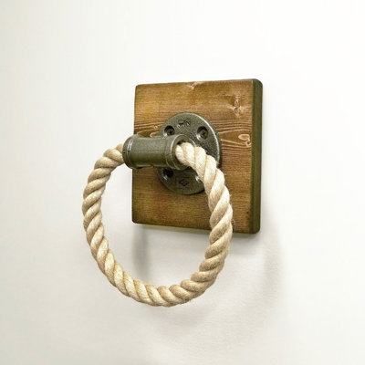 Industrial Pipe Hook | 100% Spruce Wood & Metal, 7.9 x 7.9 x 3.9 inches | Stylish Walnut & Black Design | Wall-Mounted for Space-Saving Storage | Perfect for Home, Garage, or Workshop Organization