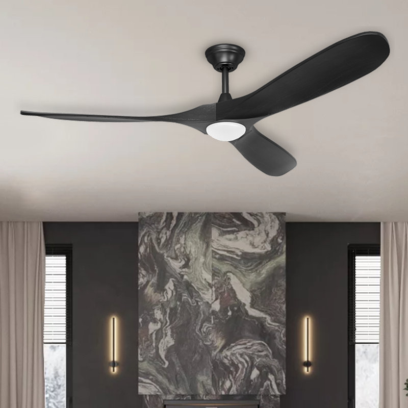 Ventilateur de plafond d'intérieur à 3 pales avec télécommande et lumière Netrapal, 3 couleurs de DEL, moteur à courant continu à 6 vitesses, minuterie