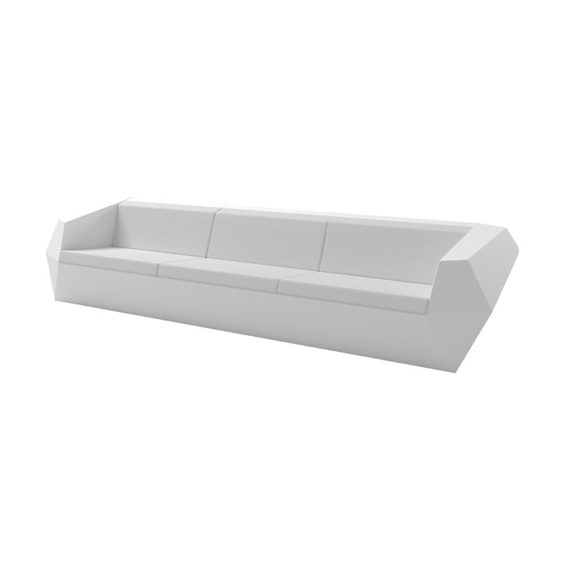 Faz 130.75" Wide Outdoor Patio Sofa with Cushions, White, White