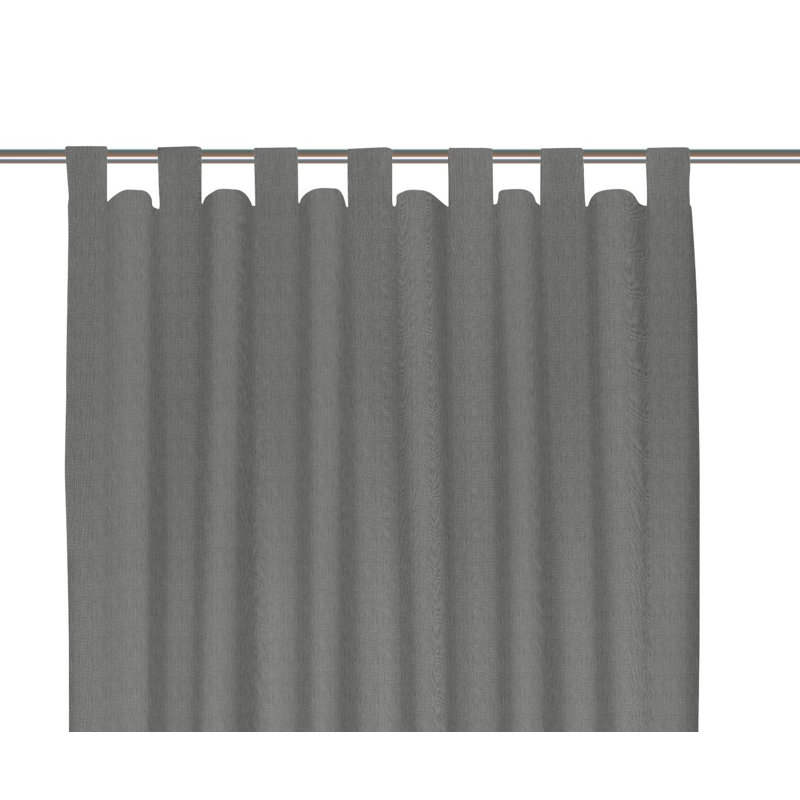Uni Collection Light 100% Cotton Opaque Tab Top Single Curtain Panel, Dark grey, 142cm wide x 335cm high