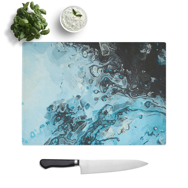 Glass Liquid Movement in Abstract Chopping Board, 39 cm W x 28.5 cm L