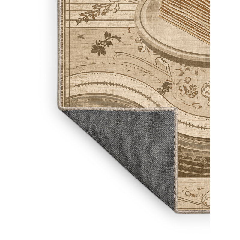 Tapis moelleux moelleux de style rétro français Adama Lasagne beige - reliure beige, 5 x 8