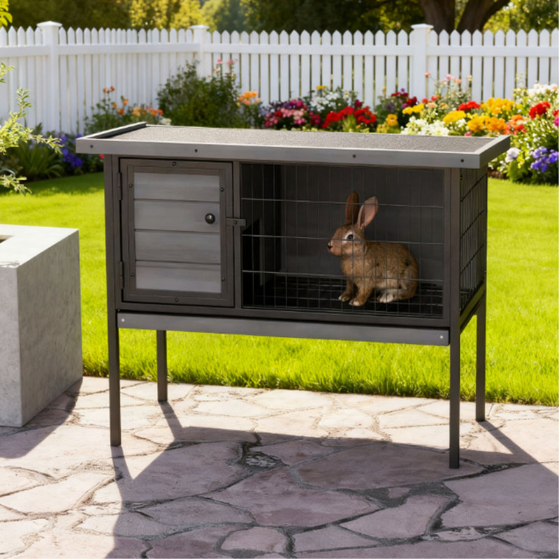 Cage à lapin en bois surélevée sans plateau de fuite