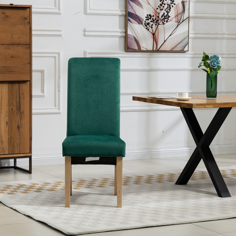 Rimini 0cm H Upholstered Dining Chair, Velvet/Green