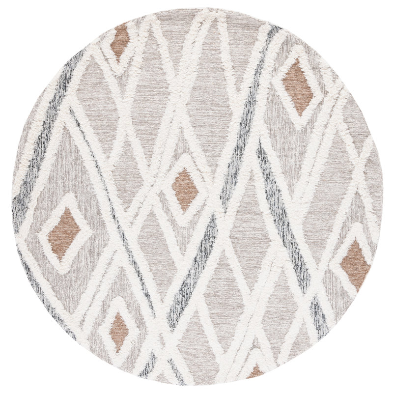 Addelyn Striped Wool Hand Tufted Area Rug, Round 183 cm