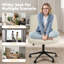 Wide Seat Cross Legged Office Chair,Armless Office Chairs with Wheels, Adjustable Height&Titlt Vanity Chairs Swivel Desk Chair,Ergonomic Mid Back Computer Chair for Bedroom Office (Beige)