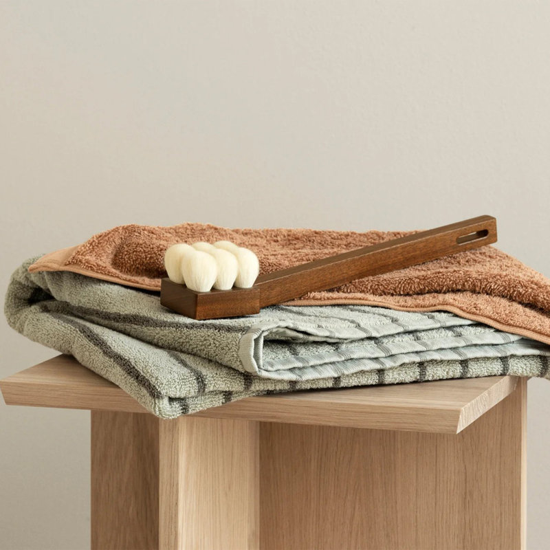 100% Cotton Bath Towel, Desert Sage/Agave Green Narrow Stripe