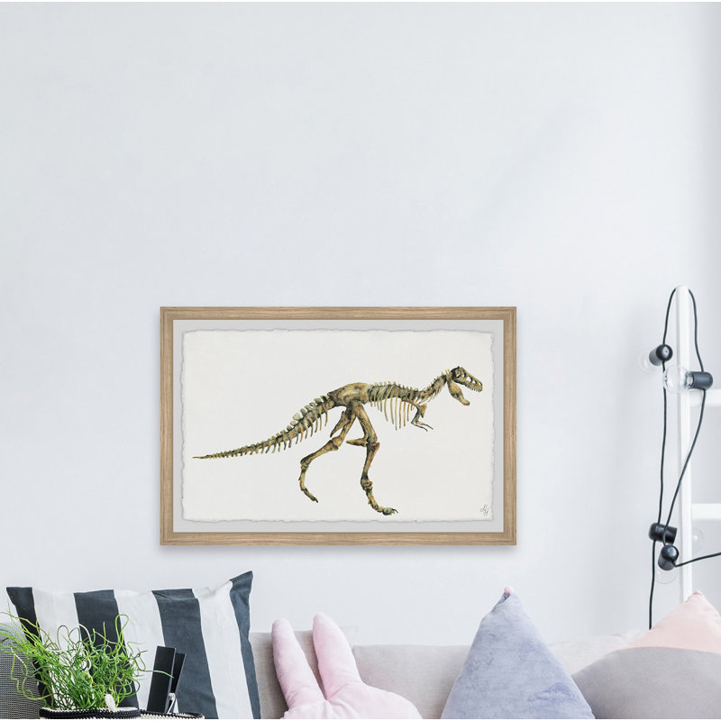 Liam Big Dino Skeleton 1 Piece Single Picture Frame Painting, 38cm H x 45cm W