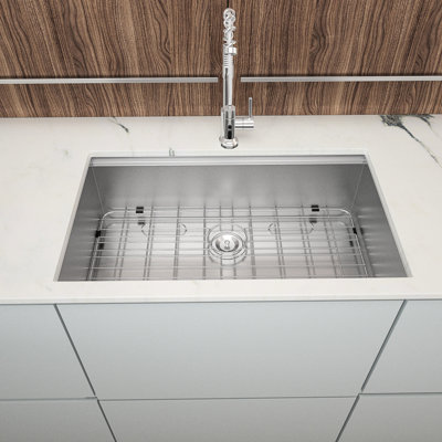 30*19*9 Inch Undermount Kitchen Sink Of 16 Gauge Stainless Steel, Brushed Nickel Appearance, Workstation For Extended Workspace, And Included Colander Finish, Versatile Drying Rack