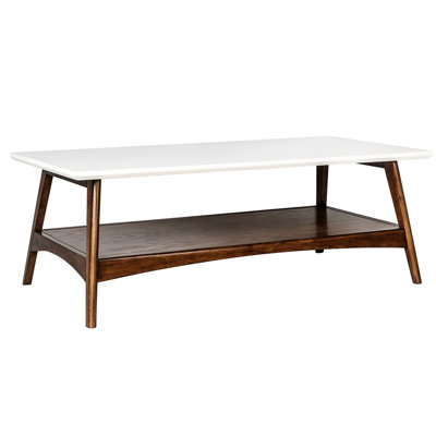 Coffee Table With Solid Wood Base And , Pecan Color Scheme, Extra Storage Shelf, Assembly Required Contemporary Table, Style,