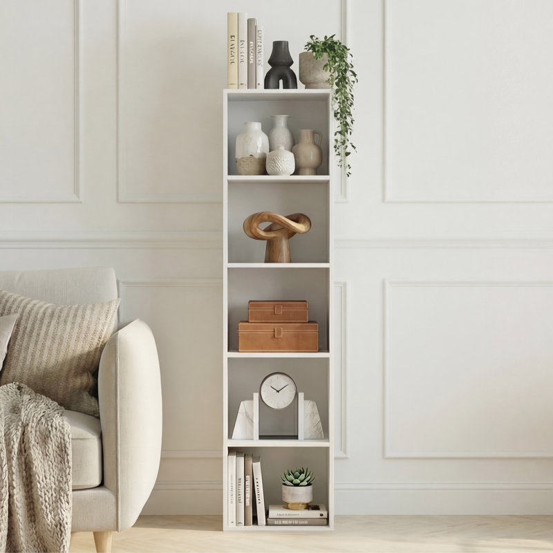 Gerardi 32cm W Standard Bookcase, White, 132 cm H x 32 cm W