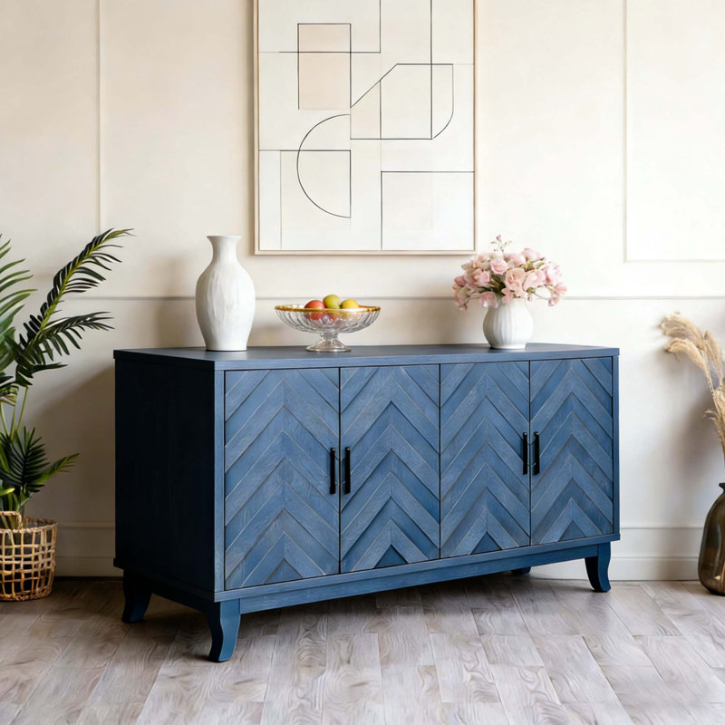 Buffet laqué de style rétro, Bleu marine antique