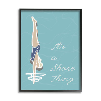 " It’s a Shore Thing Swimming Pun Woman Diving " Graphic Art Print