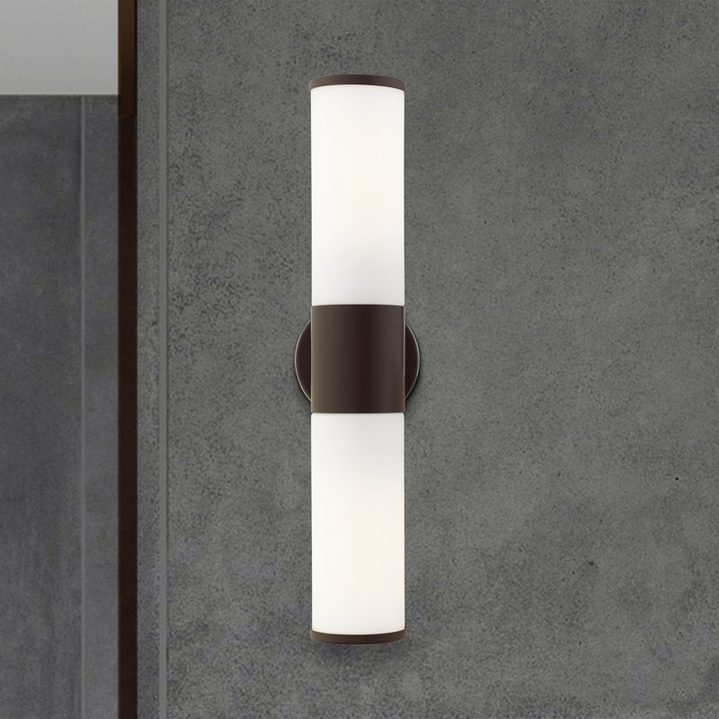 Bronze Opal Glass 2-Light Outdoor Vanity Sconce