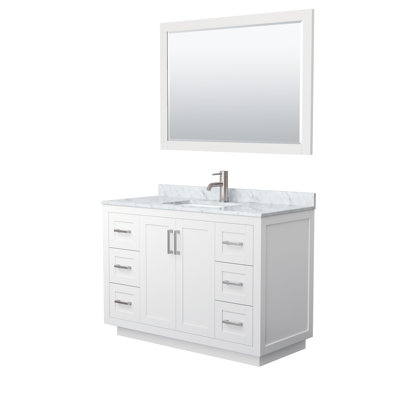 Ensemble de meuble-lavabo simple autoportant 48 po avec plateau en marbre Miranda