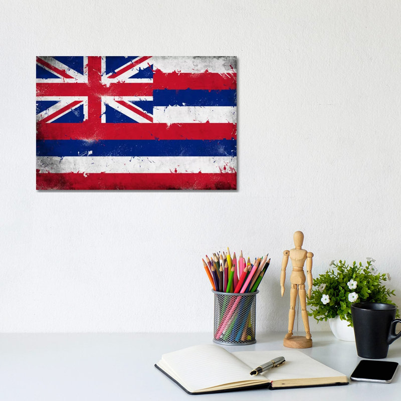 Hawaii Flaggrunge Painted 1 Piece Wrapped Canvas Wall Art, 20.32 cm H x 30.48 cm W