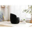Chaise pivotante en chenille noire avec anneau en métal thermolaqué noir pour la maison Chaise d'appoint 360 °: tissu doux, noir, ameublement de chambre à coucher-1093761306