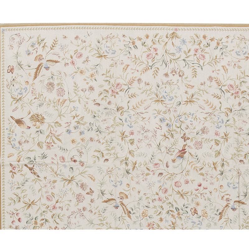 Hand-Knotted High-Quality Beige and Beige Area Rug