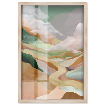 Décoration de salon Harmony of Hills Shadowbox Print par Art Remedy, cadre blond, 31 x 46