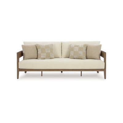 Canapé d'extérieur, 4 coussins décoratifs, blanc crème, 87 pouces Berry