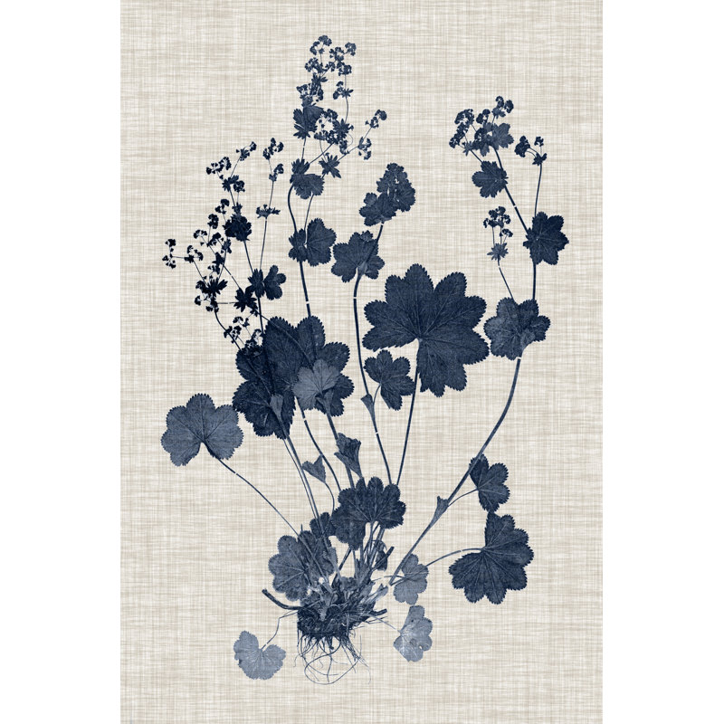 Navy And Linen Leaves II - Wrapped Canvas Painting, 76 cm H x 51 cm W, Wrapped Canvas