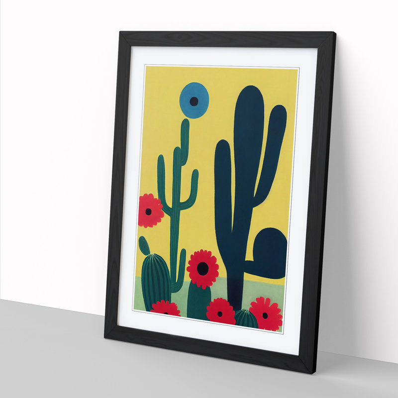 FRM-V0523-343X Cactus Cacti Vol.3 - Single Picture Frame Print, 64cm H x 46cm W x 2cm D, Oak Framed