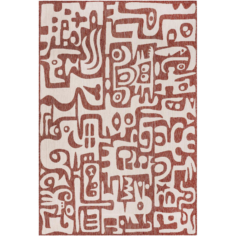 Tapis rouge rouille Aucun, Rectangle 6 pi 1 po x 9 pi
