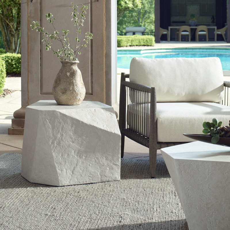 Halvorson Limestone Outdoor Side Table