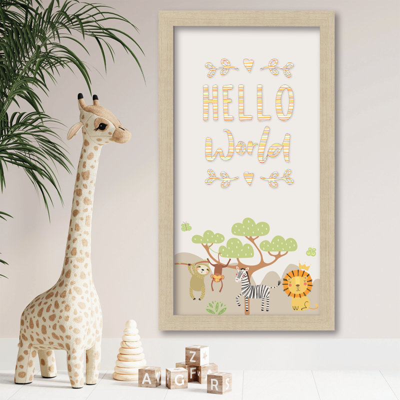 Hello World Jungle 12x24 Framed Board