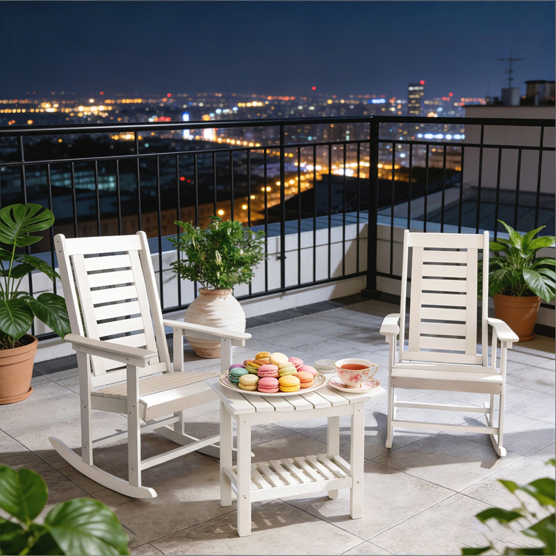 Ensemble de chaises berçantes d'extérieur, 2 pièces avec mouvement fluide et durabilité en PEHD pour la détente sur le patio