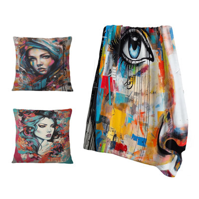 Jeté féminin Pop Art Portrait I - Fashion