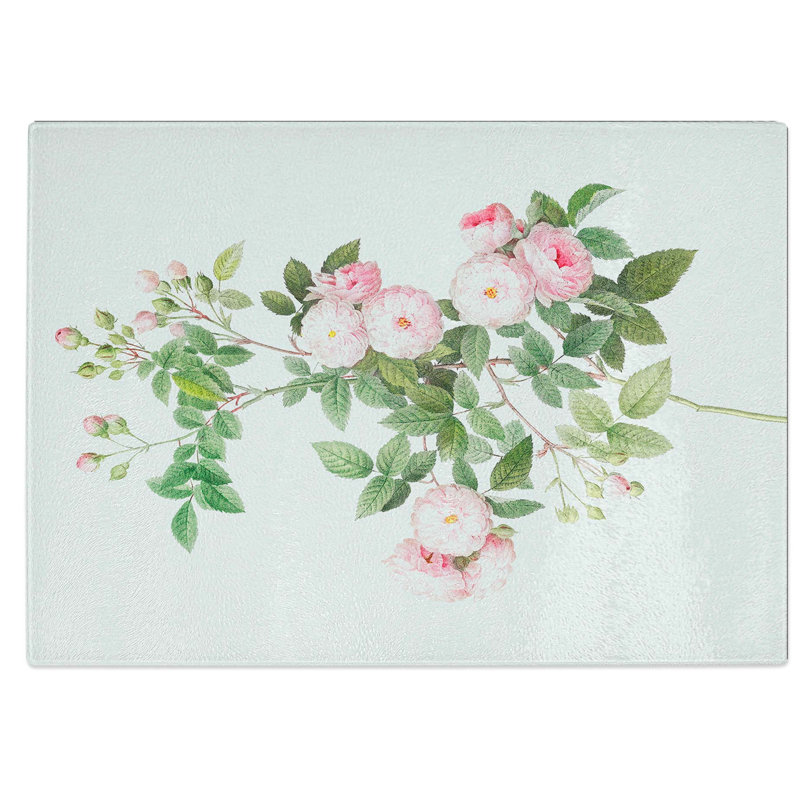 Tempered Glass Baby Roses Chopping Board, 39 cm W x 28.5 cm L