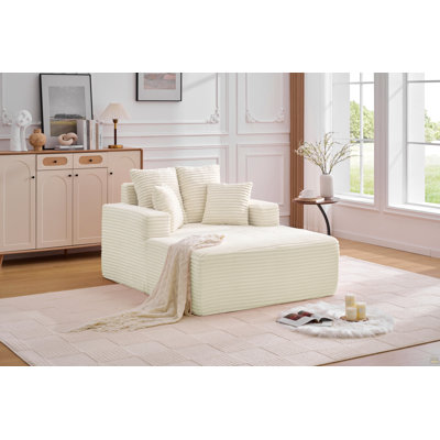 Oversized Chaise Longue Chair Indoor, Upholstered Corduroy Deep Seat Sofa Bed