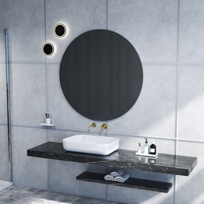 Miroir rond de 70 cm pour la salle de bain, panneau blanc, bon maquillage, miroir mural facile à installer, salon et couloir idéaux, effet lumineux