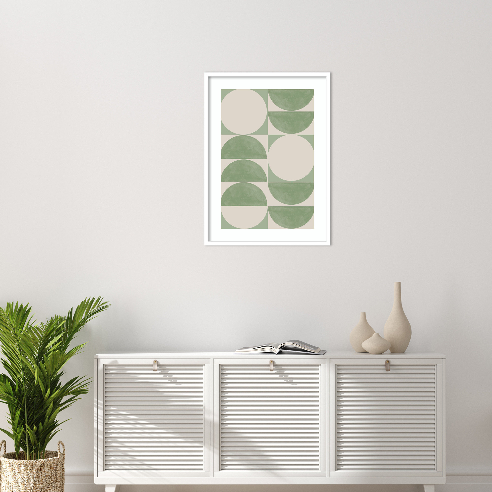 Mid Century Modern 01 by The MIUUS STUDIO Wood Framed Wall Art Print, 33" H x 24" W, White