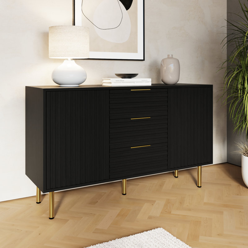 Saraghna 116cm Sideboard, Black/Gold