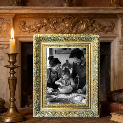 Cadre photo antique en or antique 1 po 8 po x 10 po avec façade en plexiglas