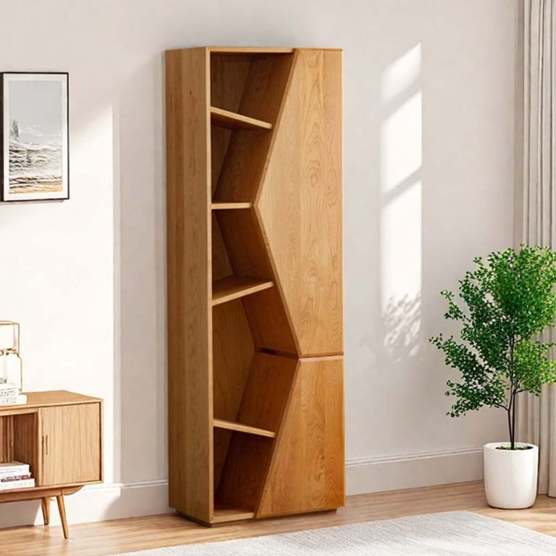 Bibliothèque en bois massif à motif géométrique