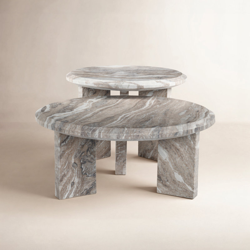 Annamari Nesting Coffee Table-Dark Taupe Marble, Dark Taupe Marble Solid
