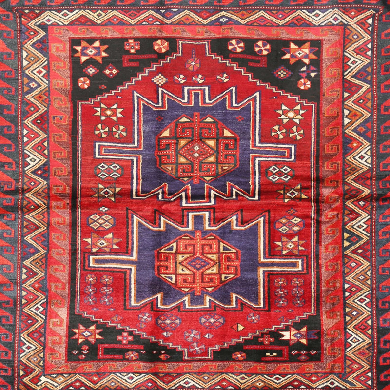 Tapis rouge à motif sud-ouest, Rond 3 pi
