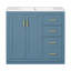 Meuble-lavabo 36 po avec lavabo en céramique, cadre, 3 tiroirs et portes à fermeture douce pour un rangement élégant