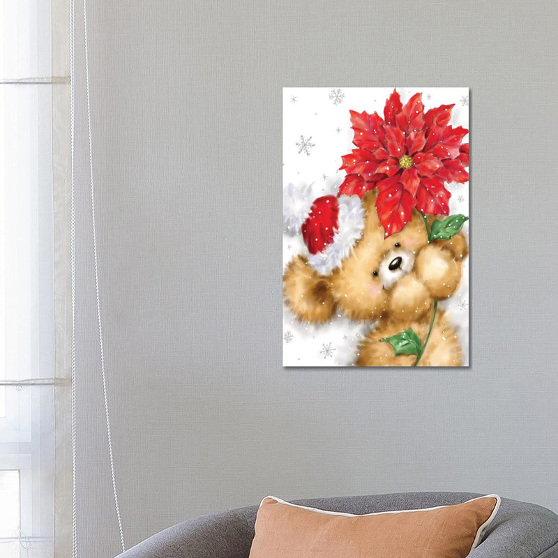 Bear With Poinsettia I by MAKIKO - Wrapped Canvas Print, 66.04 cm H x 45.72 cm W x 1.91 cm D